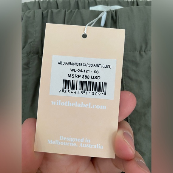 WILO THE LABEL PARACHUTE CARGO PANT OLIVE XS NWT - Picture 5 of 11